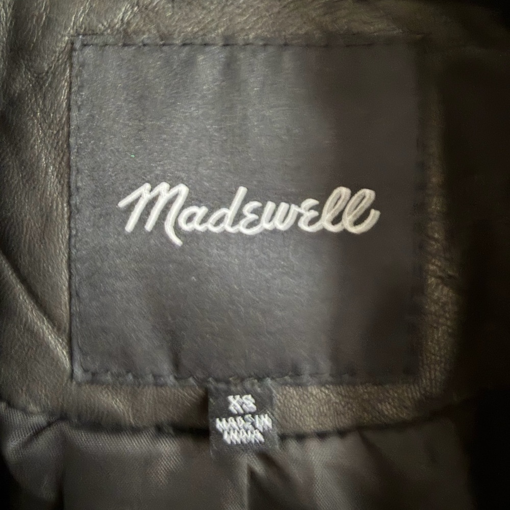 Madewell Washed Leather Black Motorcycle Biker Jacket Size XS NWOT Never Worn - Picture 13 of 14